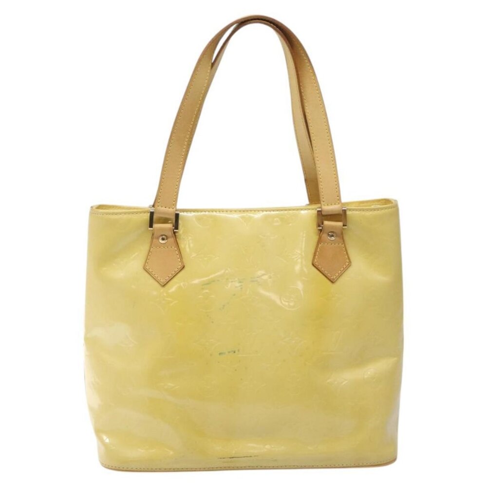 LOUIS VUITTON Monogram Vernis Houston Hand Bag Lime Yellow LV Auth - Picture 3 of 16